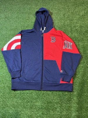 Boston Red Sox Starter Women's Curve Ball Full Zip Hoodie Sweatshirt Size Large - Image 1 of 4