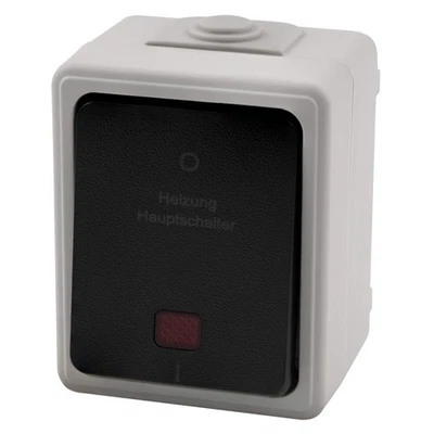 ETT Feuchtraum Aufputz Heizung Notschalter Hauptschalter Schalter beleuchtet IP44