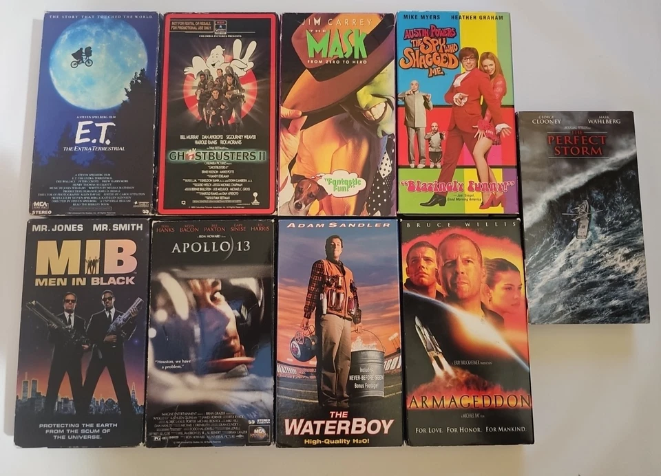 Lot of 9 VHS Tapes Vintage Movies 80s 90s Comedy Action Adventure - Image 1 of 4