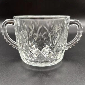 Vintage Anchor Hocking Doppelgriff offene Zuckerdose Ananas Fächer Design - Bild 1 von 5