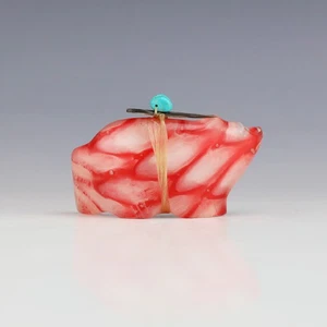NATIVE AMERICAN ZUNI GLASS WOLF FETISH BY LELAND BOONE & DAPHNE QUAM - Picture 1 of 9