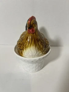 Plato de pollo cremico de vidrio vintage. - Imagen 1 de 6