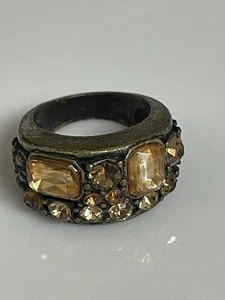 Large Fancy Brass Champagne Color Cocktail Costume Jewelry Statement Ring - Picture 1 of 4