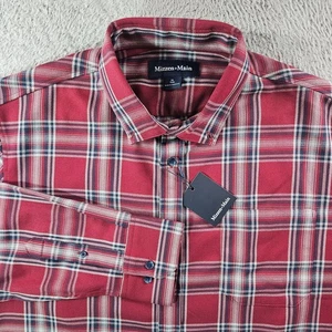 $148 NEW Mizzen + Main City Flannel Twill Shirt Men XL Trim Garnet Thomas Plaid - Picture 1 of 10