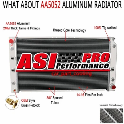 3 Row Radiator for 1994-1996 1995 CHEVROLET IMPALA CAPRICE CADILLAC FLEETWOOD - Imagem 1 de 4