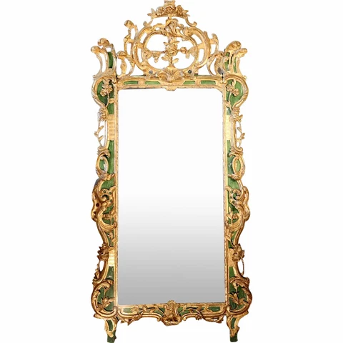 1750s Antique Important Large Italian Rococo Gold Gilt Diamond Dust Mirror Cover