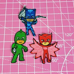 PJ Masks Fabric Iron-On Applique Patches For Kids, Jacket Catboy, Owlette - Picture 1 of 5