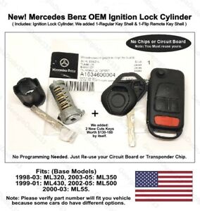 Mercedes Benz Ignition Lock Cylinder Repair Kit w/2 Key shells. For: ML 1997-03