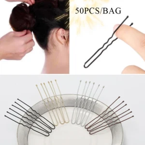50Pcs/Bag Metal U Shaped Hair Clips Curly Wavy Hairpins Hair Accessories Simple - Picture 1 of 23