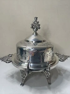 Antique New York Silver Plate Co Quadruple Plate Covered Butter Dish Server - Picture 1 of 24