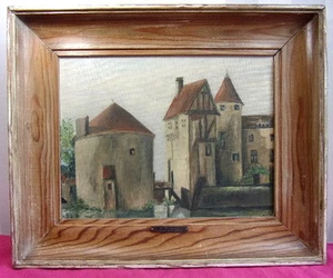 Pintura sobre Tela " el Castillo de la Brede "Firmada P. Huart Circa 1945 49x39 - Imagen 1 de 6
