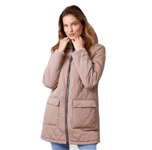 27-011    NWT Women's FREE COUNTRY Plus Size Long Reversible Jacket Tan Sz 1X - Picture 1 of 6