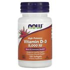 Vitamine D3 NOW Foods,  Haute efficacité, 5000 UI, 120 capsules