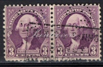 Perfins USA 1932, Sc720 2x 3c Washington. Used GE Boston - Image 1 of 3