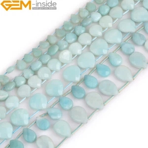 Natural Amazonite Beads Gemstone Head Drilled Faceted Teardrop Loose Beads 15" - Picture 1 of 43