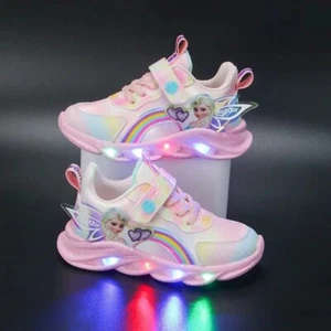 Disney Niños Niñas Anna LED Zapatos Elsa Princesa Zapatillas Luz Reina del Hielo - Imagen 1 de 9