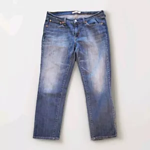 Levi's Levi Mid-Rise Tapered Leg Boyfriend Jeans Size 30 Dark Stone Wash Stretch - Picture 1 of 9