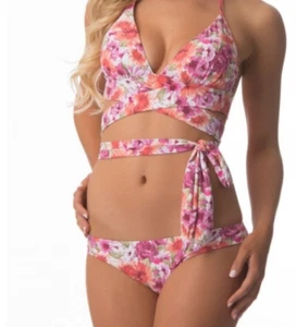 NEW Beach Joy Shophopes Swimsuit Bikini Floral Boho Festival Colorful Vacay - Picture 1 of 7
