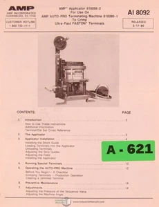Aplicador AMP 8180582, Manual de Operaciones y Mantenimiento de Instalación 1989 - Imagen 1 de 1