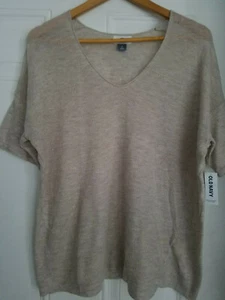 Women's Old Navy Cotton Acrylic Beige Lightweight Incredibly Soft Knit Sweater L - Picture 1 of 12
