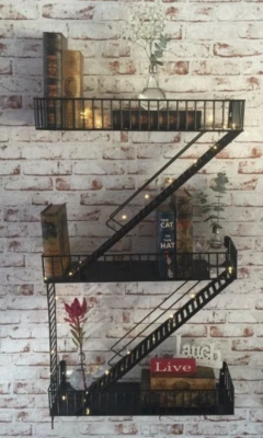 Wandregal Feuerleiter Schweberegal Tonieregal Hängeregal Wandboard Eckig Metall - Bild 1 von 3