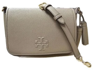 Tory Burch Women's Pebbled Leather Thea Flap Crossbody Shoulder Bag Grey Heron - Picture 1 of 6