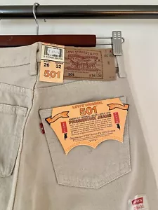 Jeans Levi's 501 Botón Mosca Caqui Verdadero Vintage Años 90 Hechos en EE. UU. 26x32 Nuevos con Etiquetas - Imagen 1 de 17