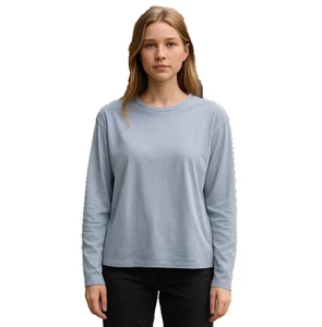 Camisa activa Spyder para mujer manga larga XL recortada elástica absorbente azul - Imagen 1 de 8