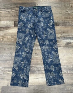 Lauren Jeans Co Womens Floral Print Jeans Blue Denim Straight 4 Ralph Lauren - Picture 1 of 3