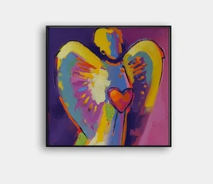 💖 Angel with Heart Giclée 🕊️ 24x24 Fine Art | COA | "Framed" by Peter Max V12 - Picture 1 of 8