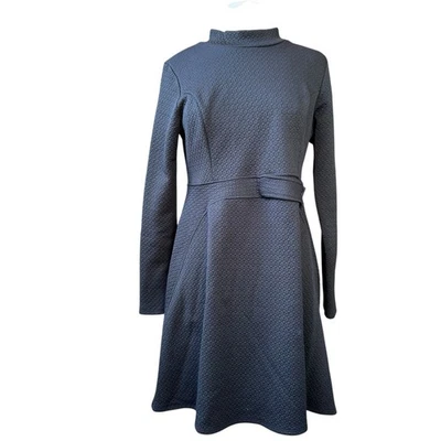 MODCLOTH Fervour Long Sleeved Jacquard Dress Black Womens Sz XL Mock Turtleneck Foto 1 de 4