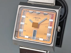 [Unbenutzt] Seiko Alba Aka V733-5A40 Orange Dial Square Quartz Herrenuhr Vintage - Bild 1 von 19