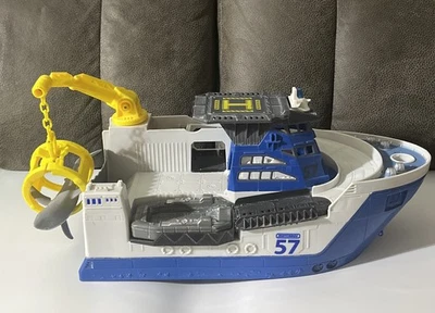 2013 Mattel Matchbox MissionMarine Rescue Shark Boat BlueBFN57 Floats & Rolls - Image 1 of 4