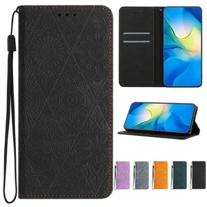 For iPhone 16 Pro Max 15Plus 14 13 12 11 Embossed Leather Wallet Case Flip Cover - Picture 1 of 16