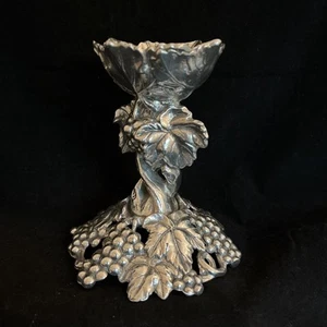 Arthur Court Cast Aluminum Grape Vine Candlestick Holder 1996 Silver Metal 6in - Picture 1 of 10