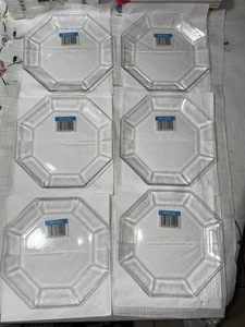 Vintage Arcoroc France Octime Salad Plate Octagon Clear Glass 7.5” Set of 6 NEW - Picture 1 of 5