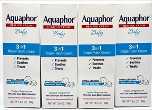 Aquaphor Baby Healing Cream 3 in 1 pannolino crema eruzione cutanea 3,5 once lotto di 4 scadenza 03/2027 - Foto 1 di 2