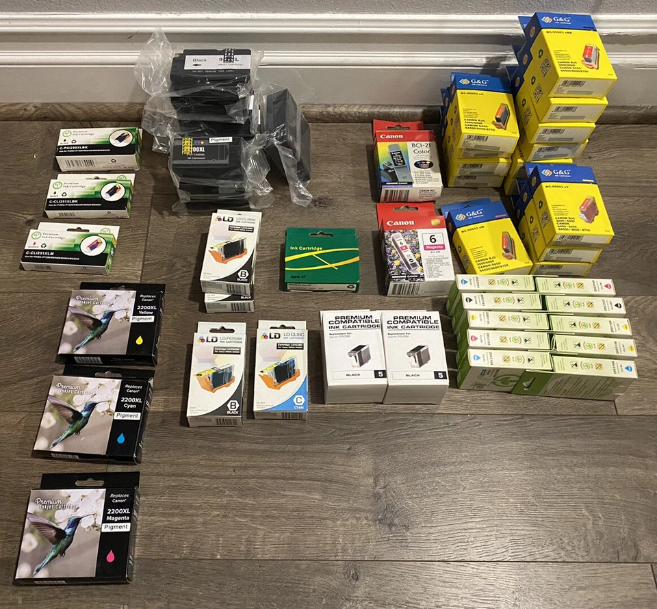 (49) Huge Mixed Lot Of Printer Ink Cartridges Various Brand, Color, and Model - Image 1 of 4