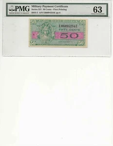 MPC Series 521 50 Cents 1stPrinting PMG 63 CHOICE UNCIRCULATED - Picture 1 of 2