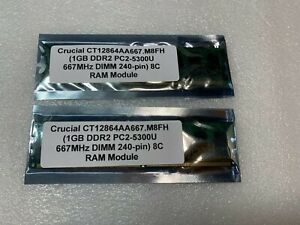 Crucial 1GB PC2-5300U 667MHz DDR2 CT12864AA667.M8FJ2 DIMM Memory RAM (E61)
