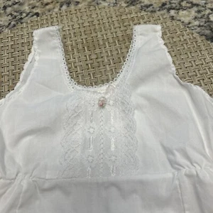 Beautiful Vintage White Cotton Sleeveless Dress W Lace Detail Ruffle 2T - Picture 1 of 4