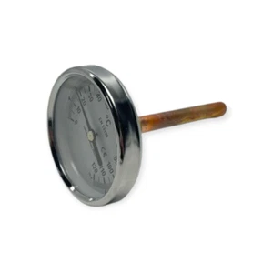 TERMOMETRO BIMETALLICO Ø 80 POSTERIORE 0-120°C 1/2" 100 MM POZZETTO IN OTTONE - Picture 1 of 3