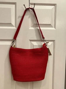 Women's Red Woven Magid Handbag Zipper Closure ~ New with Tags - Picture 1 of 10