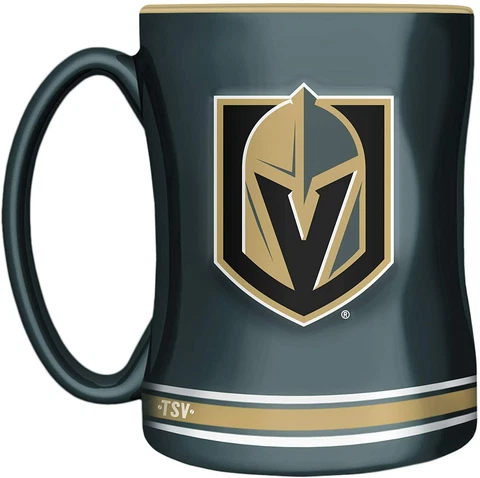 Vegas Golden Knights Primary Logo Grey Gold Hockey 14oz Sculpted C-Handle Mug Cover