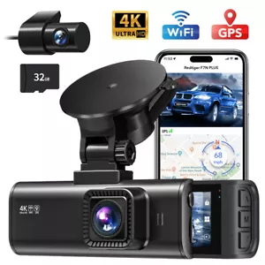 REDTIGER 4K Dash Cam Front and Rear Dual Dash Camera WIFI&GPS With 32GB SD Card - Afbeelding 1 van 10