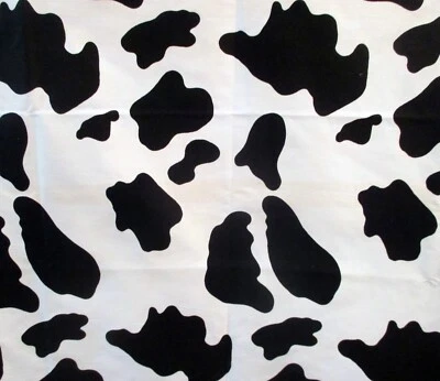 WILD ANIMAL Cow Hide PRINT  Lot of 2, 100% COTTON FABRIC black white Ea. 1 Yd. - Image 1 of 3
