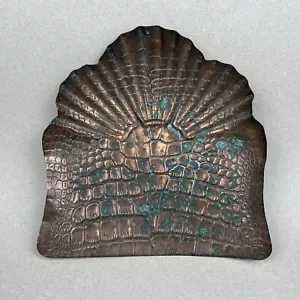 Handmade Copper Crumb Tray Plate Reptile Pattern Art Nouveau Antique Fireplace - Picture 1 of 7