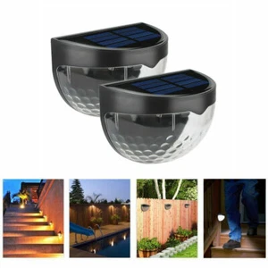 2 PCS Solar Power Garden Lights 6 LED Light Outdoor Wall Mount Path Fence Lamp - Picture 1 of 9