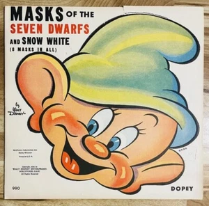 Ultra Rare Masks Of The Seven Dwarfs Disney 1938 Unpunched - Imagen 1 de 9