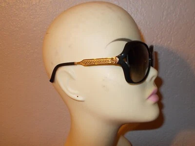 Gucci GG0076S 002 Black Gold Frame Gray Lenses Sunglasses - Image 1 of 4